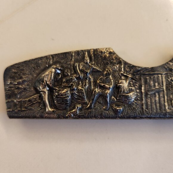 Hans Jensen Denmark Repousse Tortoise Shell Comb & Silver Plate Holder Danish - Picture 10 of 13